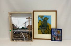 A mixed lot to include a 20th century Cubist style still life oil on board together with a small