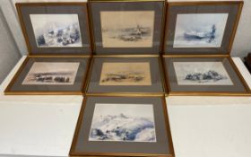 A set of seven prints after the original 19th century paintings from 1839 'The Holy Land, Syria,