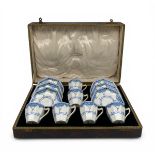 A 1930s Art Deco Royal Doulton 'Arvon' pattern bone china tea set for six place settings in a fitted