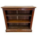 A 19th century mahogany open dwarf bookcase. H.92 W.99 D.32cm.