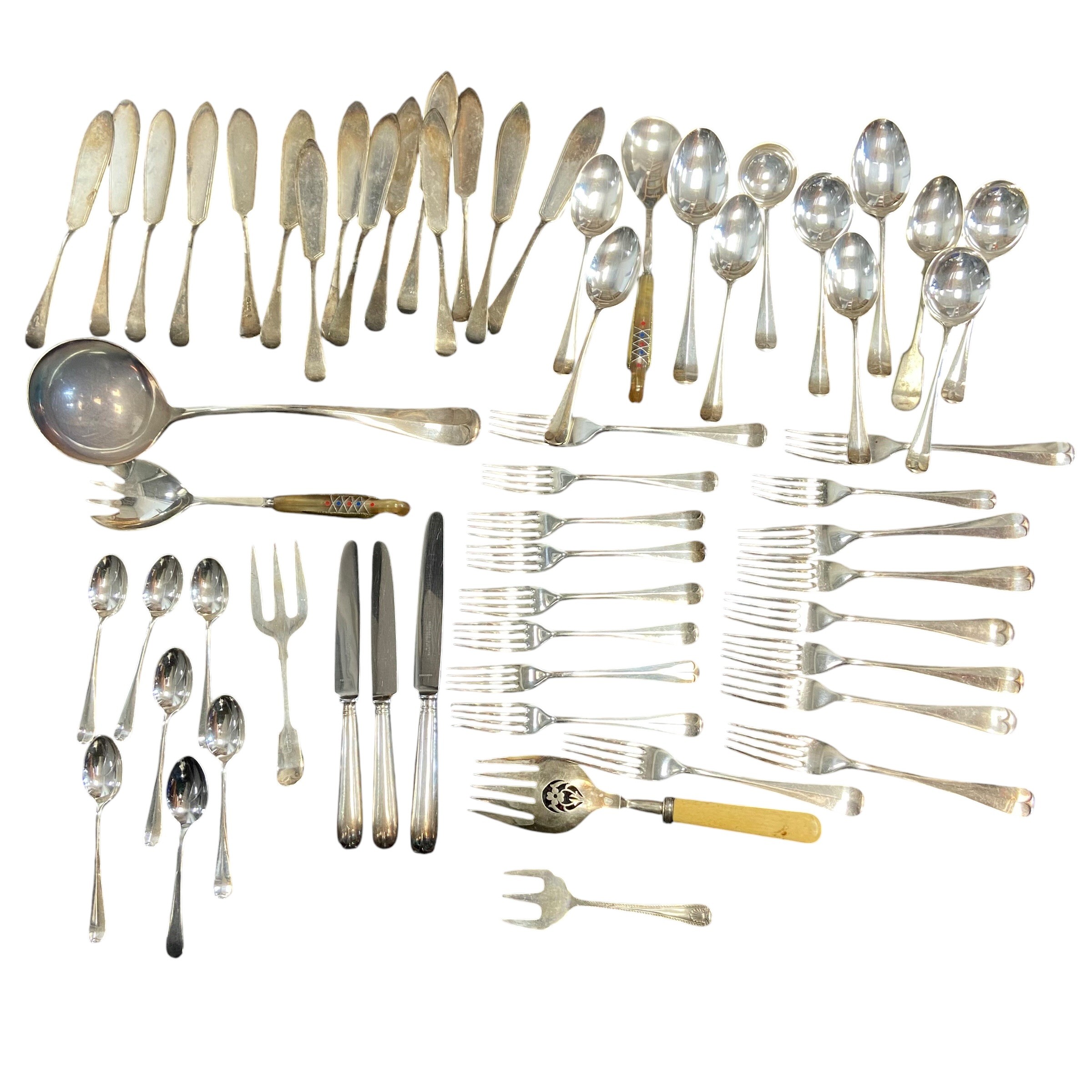 A mixed collection of silver plated and other items to include trays, bowls, teapots, cutlery and - Image 12 of 20