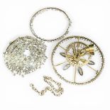 A vintage Bohemian cut glass basket chandelier with rows of round drops suspended from a circular