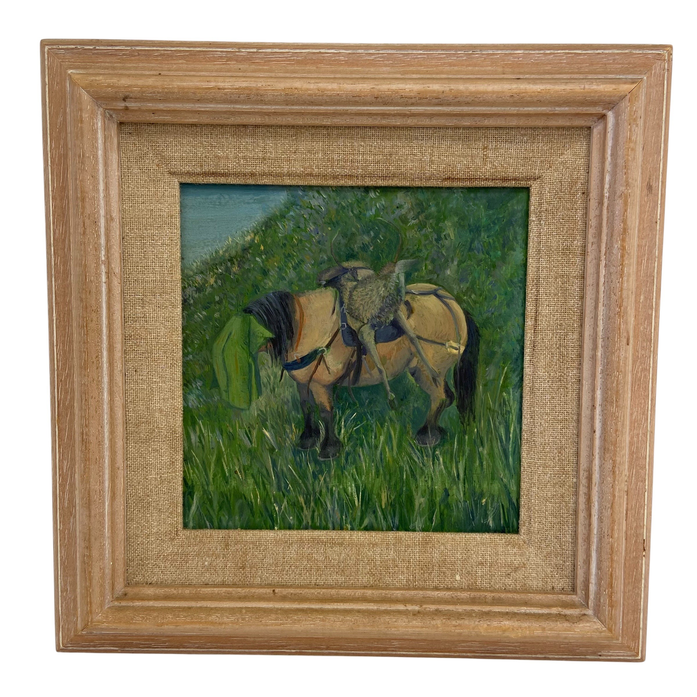 A contemporary signed oil on canvas-laid-board depicting a tree in a mountainous landscape, together - Image 6 of 8