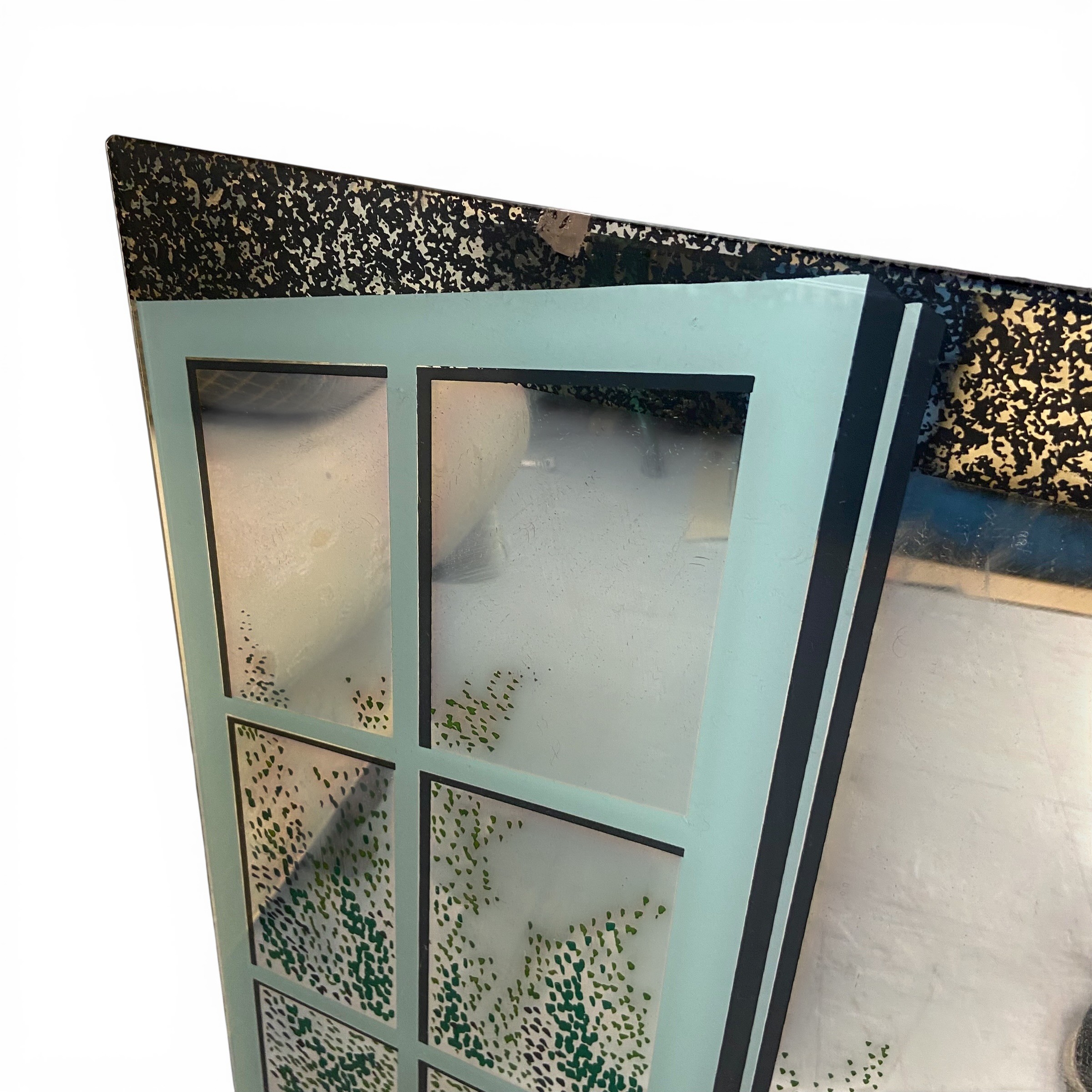 A vintage Italian wall mirror with printed window and shutter design. 100x80cm. - Image 2 of 4