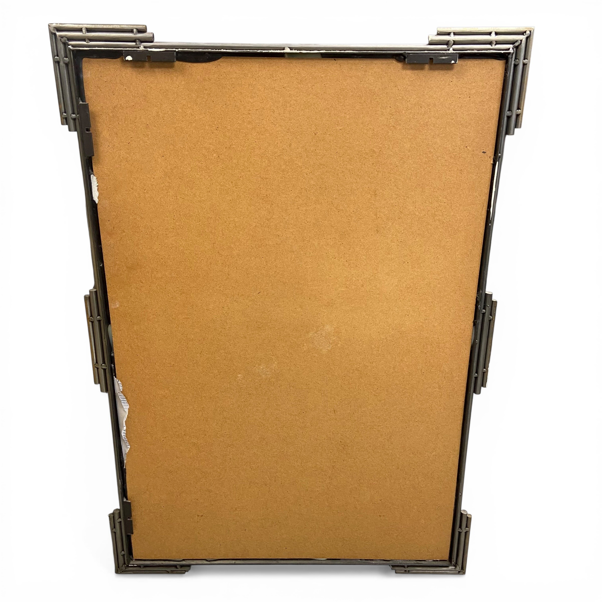 A contemporary Art Deco style wall mirror with rectangular bevelled plate in the distressed metal - Image 3 of 3
