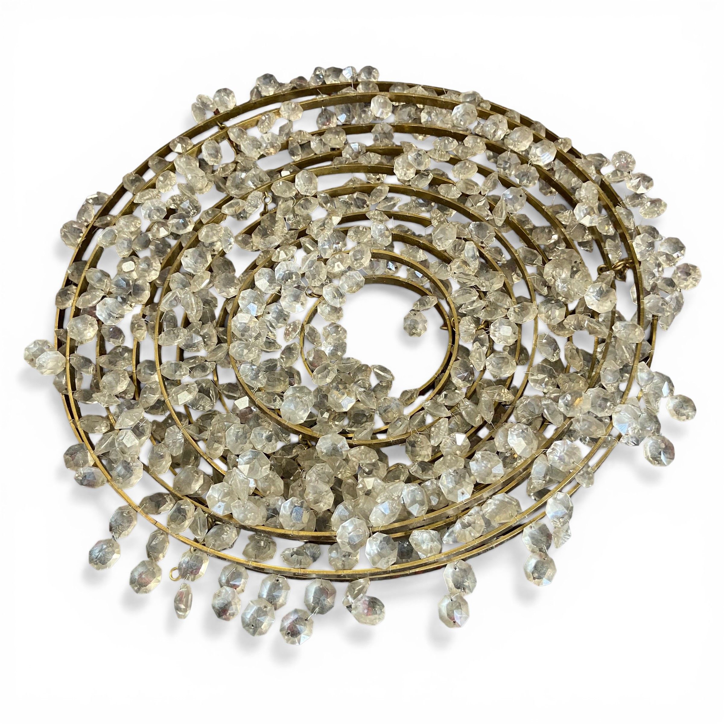 A vintage Bohemian cut glass basket chandelier with rows of round drops suspended from a circular - Image 4 of 5