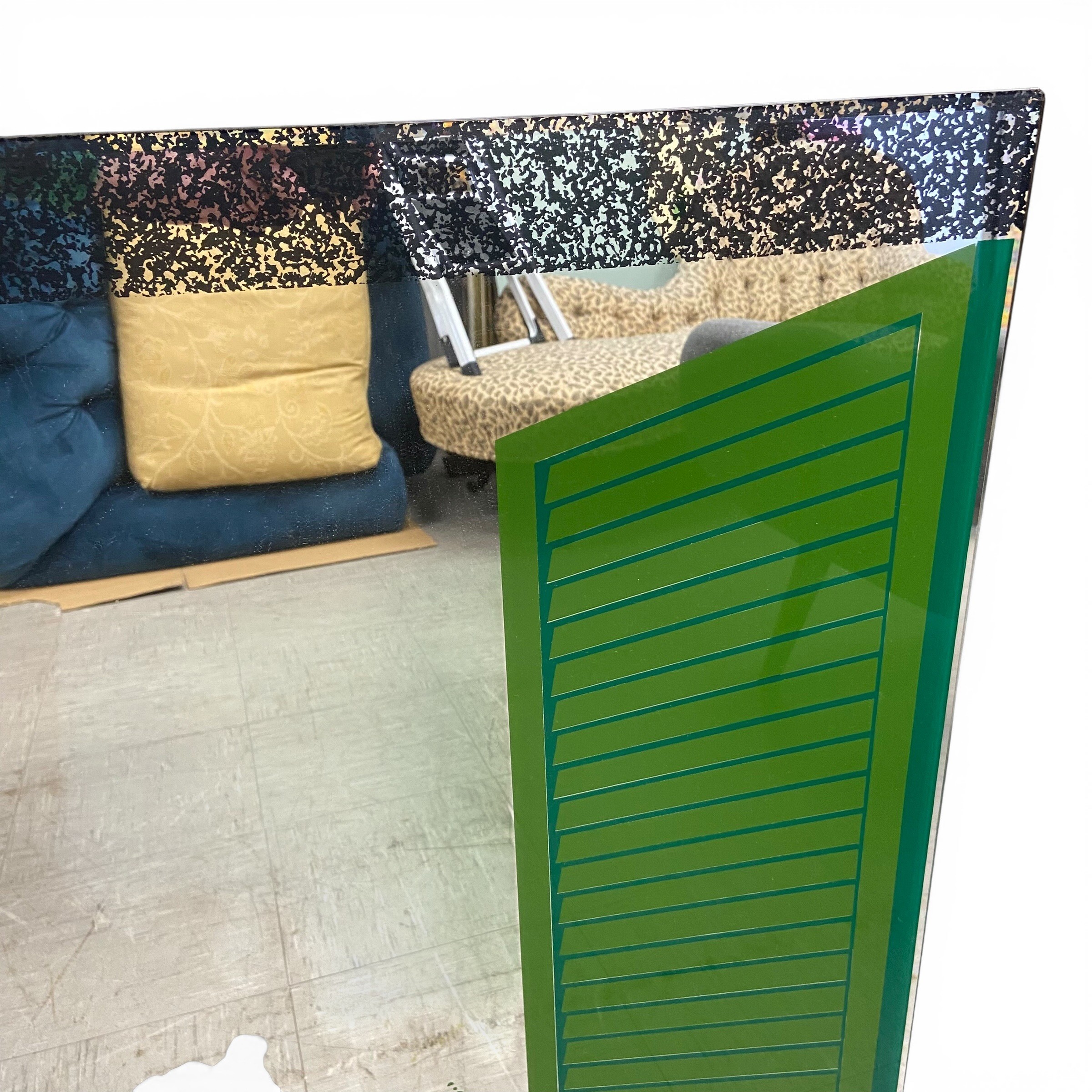 A vintage Italian wall mirror with printed window and shutter design. 100x80cm. - Image 3 of 4