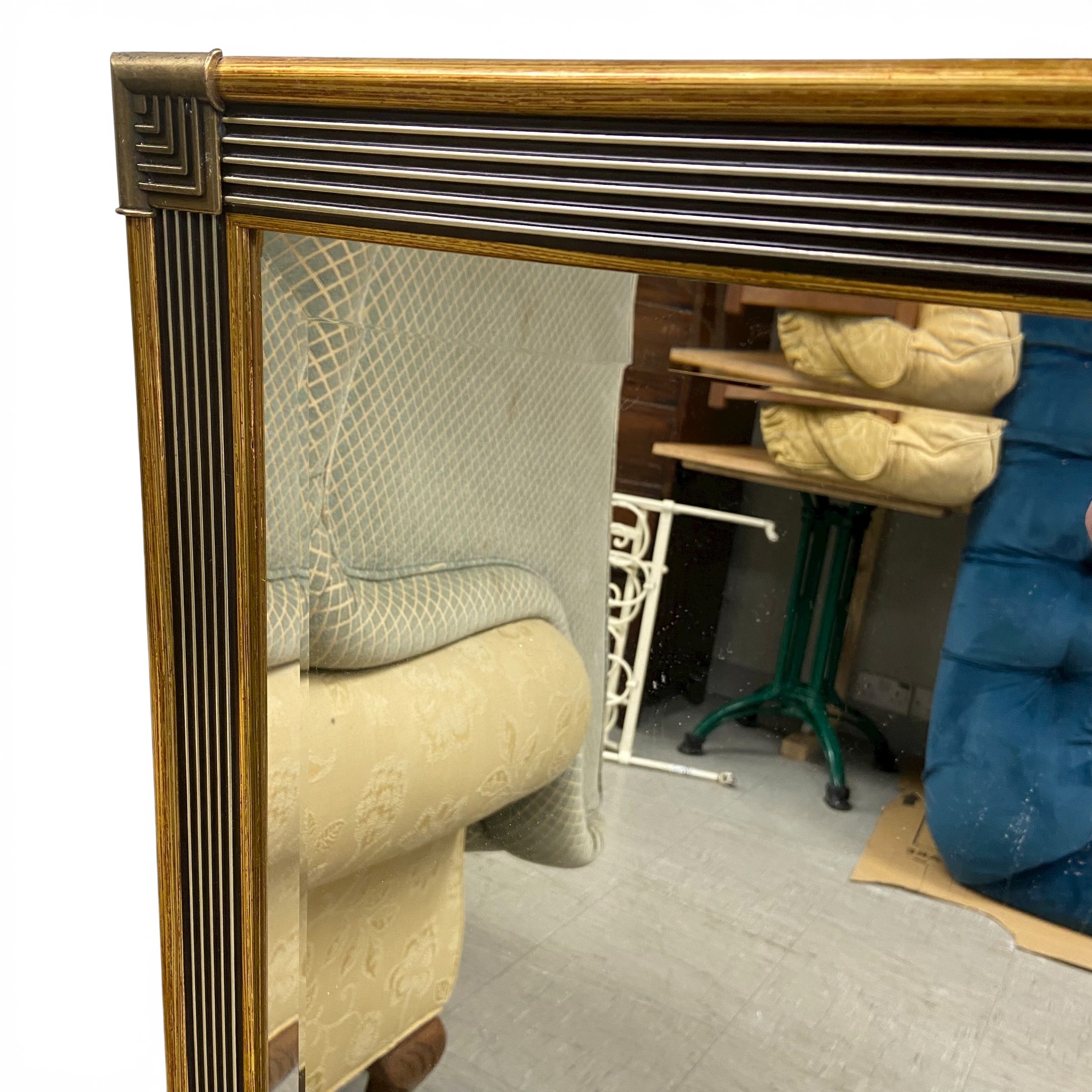 A contemporary Art Deco style wall mirror with bevelled plate in a reeded gilt frame. 94x63cm. - Image 2 of 3