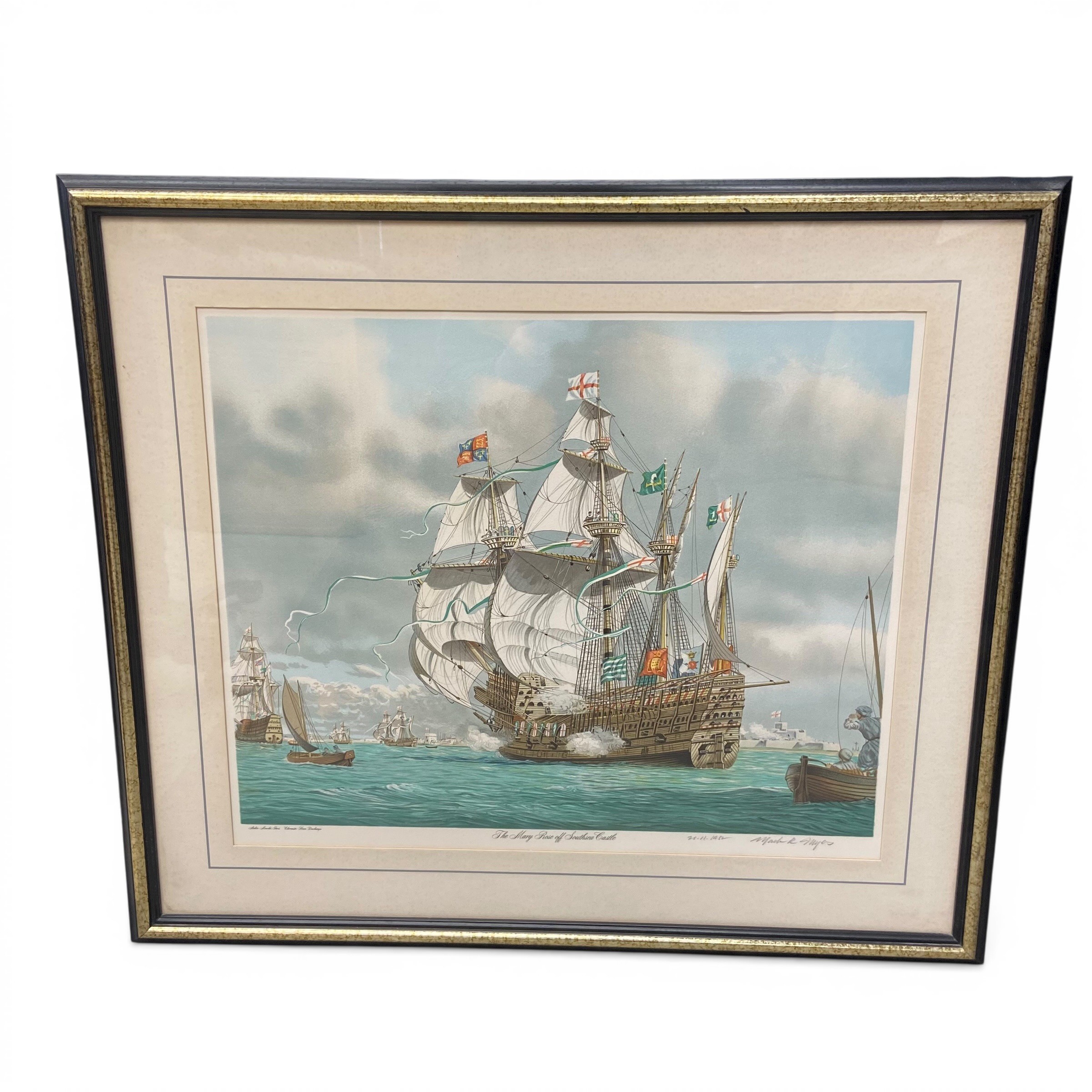 Mark Richard Myers (b.1945), a pair of contemporary lithographs titled 'The Mary Rose off Southsea - Image 2 of 14