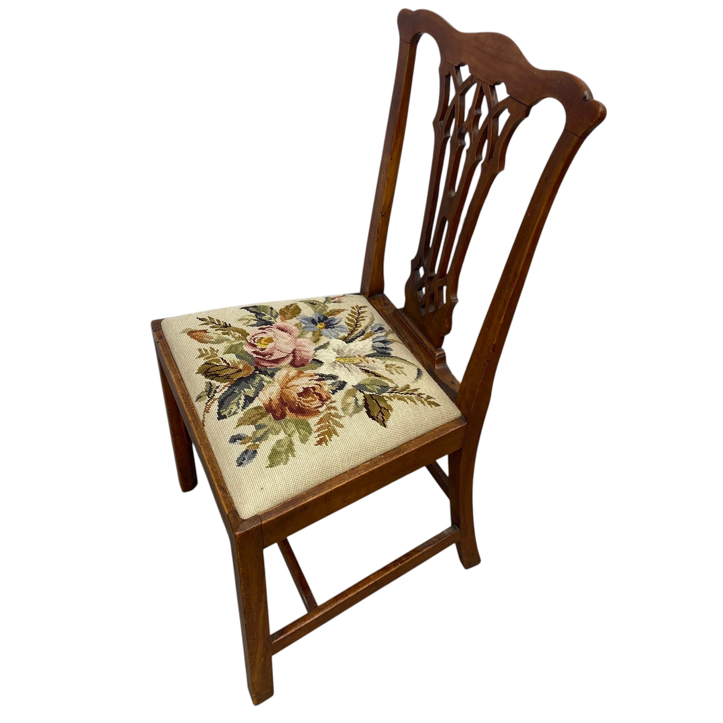 A Georgian mahogany dining chair in the Chippendale style together with a 19th century mahogany - Image 6 of 7