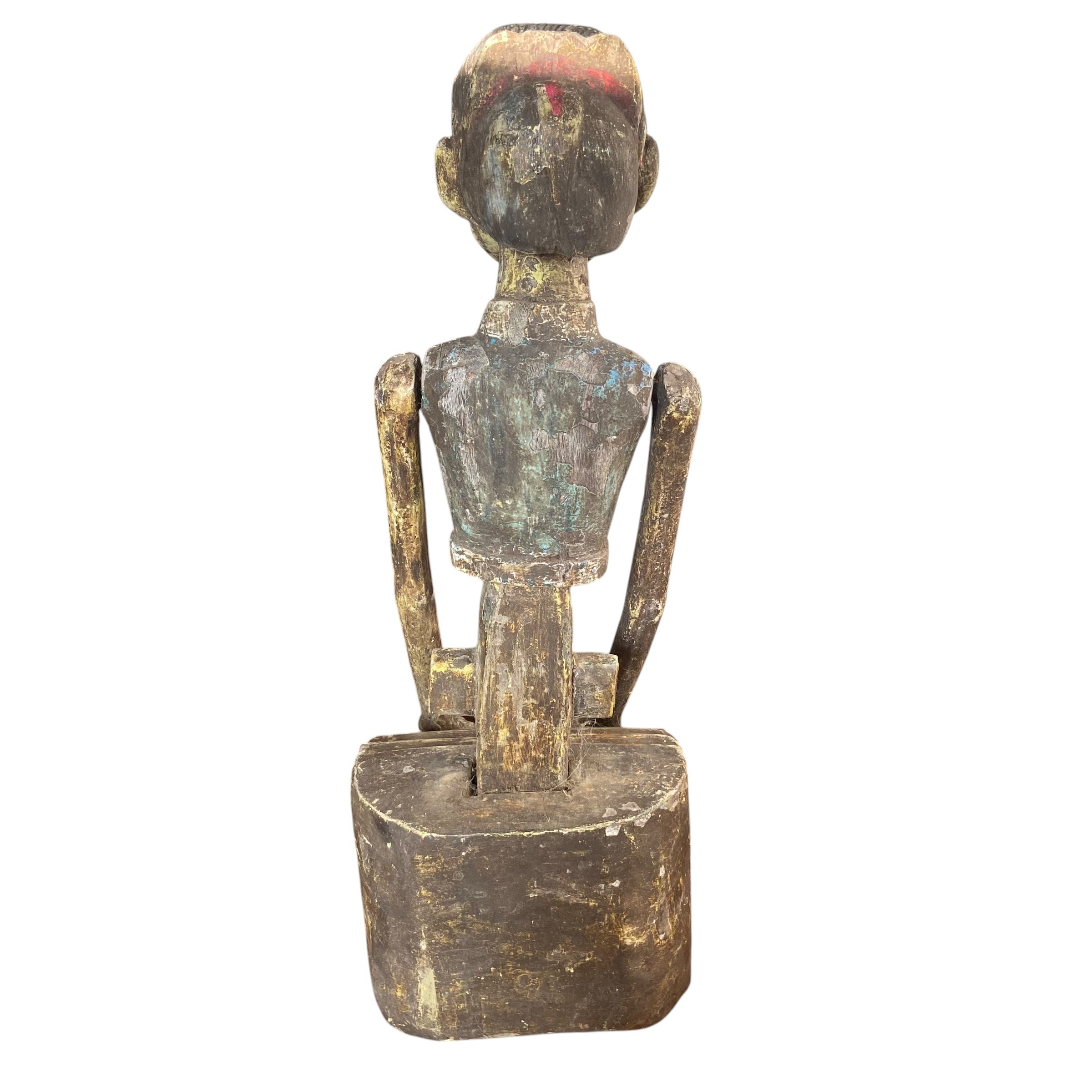 A pair of 20th century hand carved, painted and distressed Javanese matrimonial Loro Blonyo or - Image 3 of 9