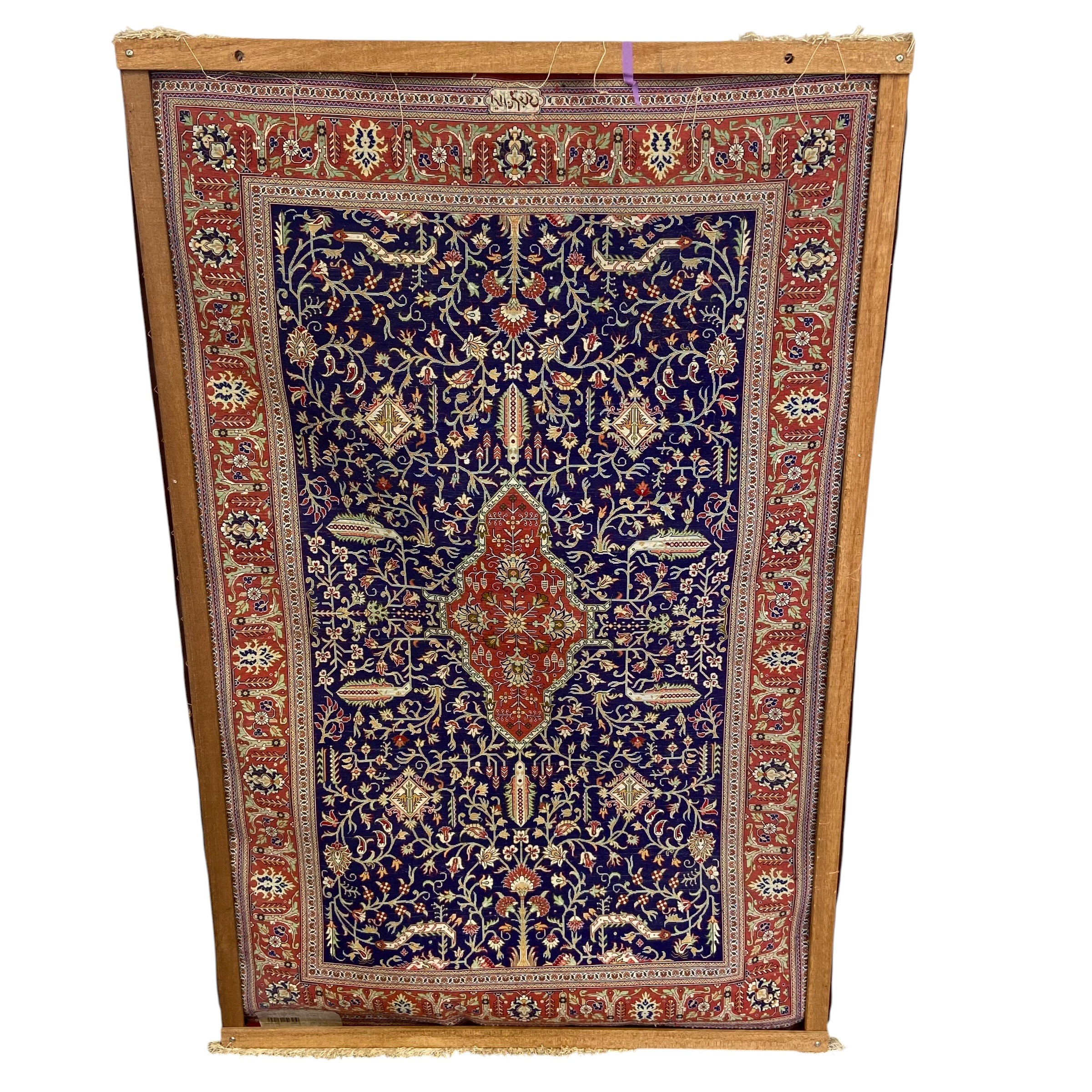 A signed Persian silk Qum rug with central lozenge medallion in a scrolling field over the - Image 4 of 5