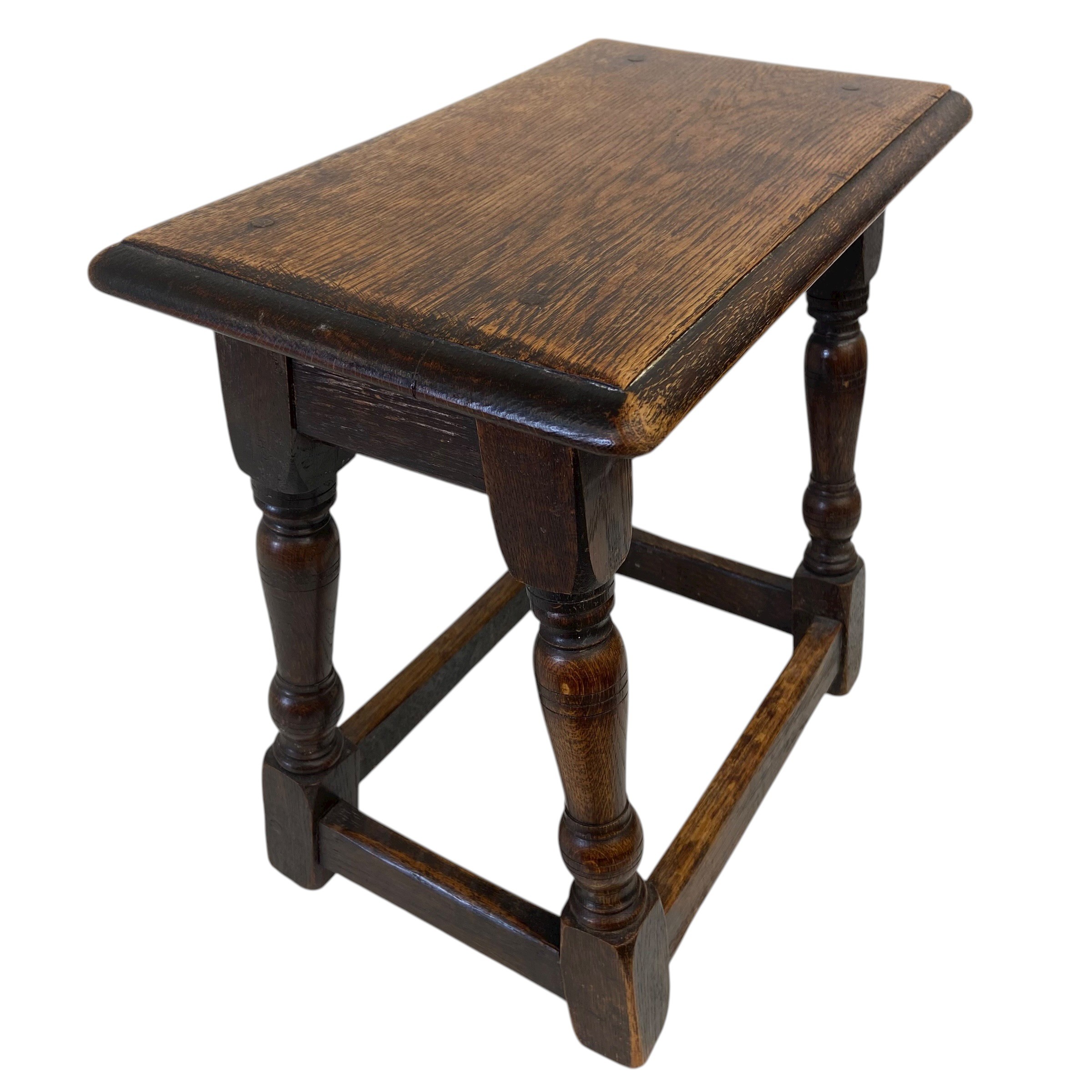 Two early 20th century oak joint stools together with an early 20th century needlework upholstered - Image 8 of 11