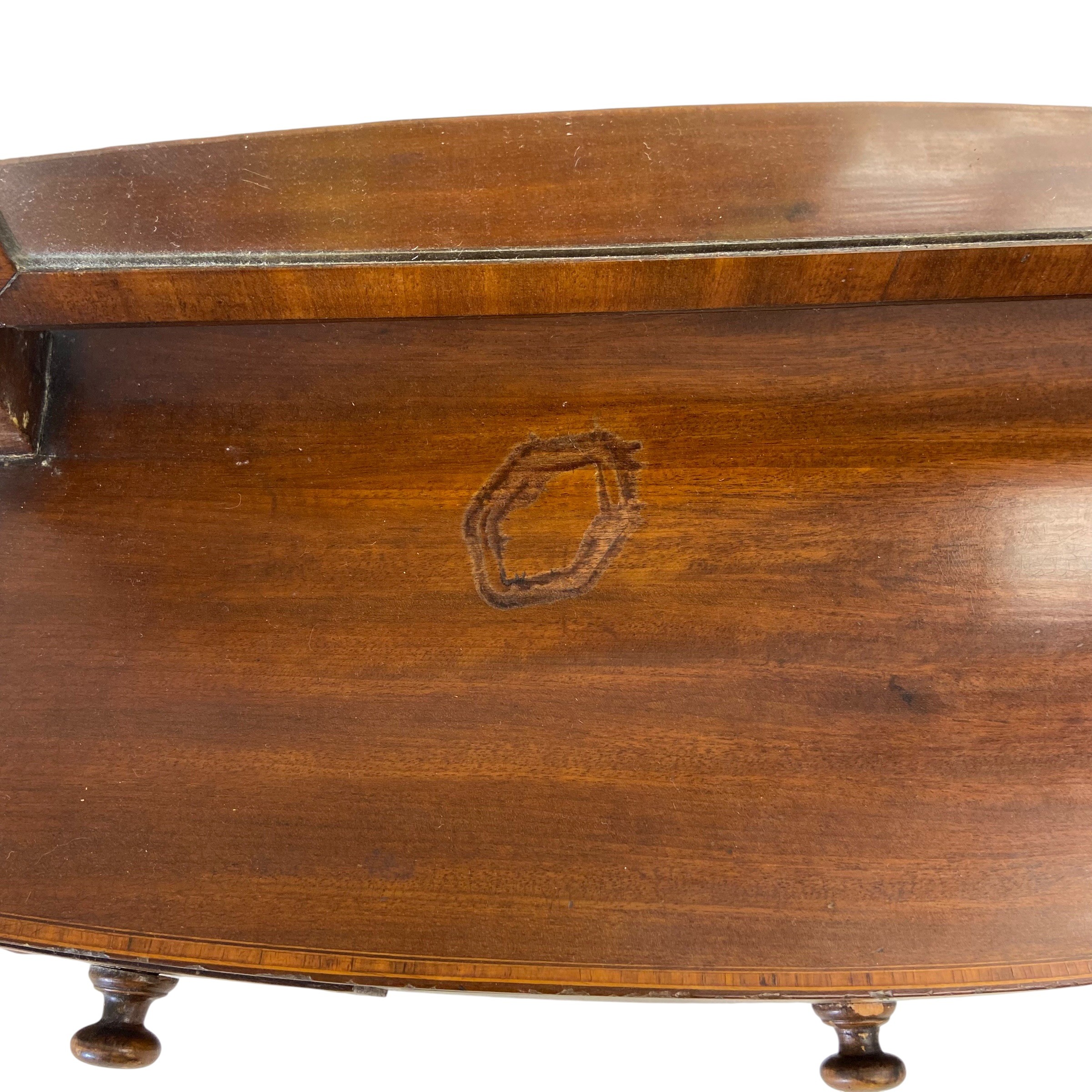 A 19th century mahogany toilet swing mirror with square plate in a crossbanded frame over three - Image 5 of 5