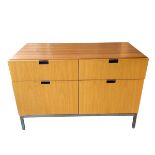 A contemporary pale birch filing cabinet or sideboard in the manner of Knoll. H.62 W.95 D.46cm. (