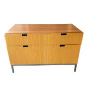 A contemporary pale birch filing cabinet or sideboard in the manner of Knoll. H.62 W.95 D.46cm. (
