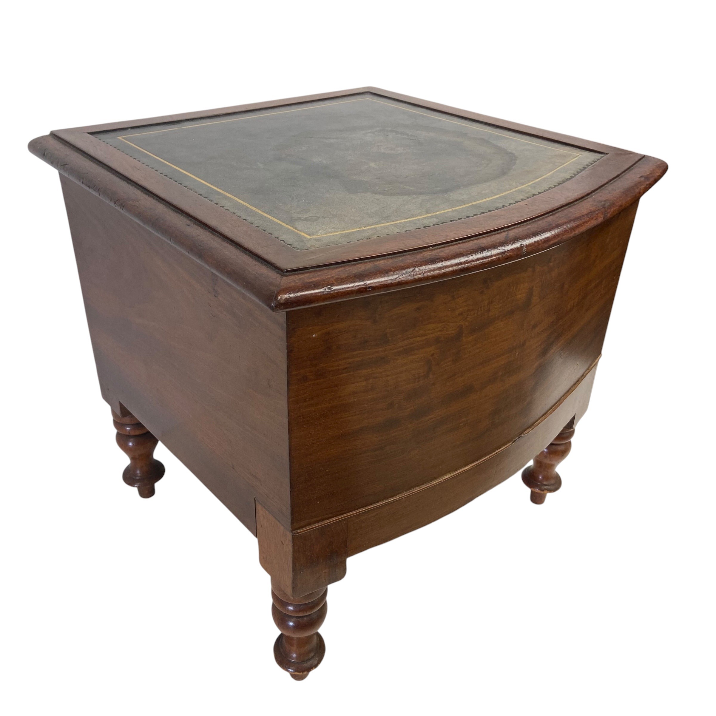 A Victorian mahogany bow-fronted step commode with tooled and gilt leather inset top, hinged to - Image 4 of 4