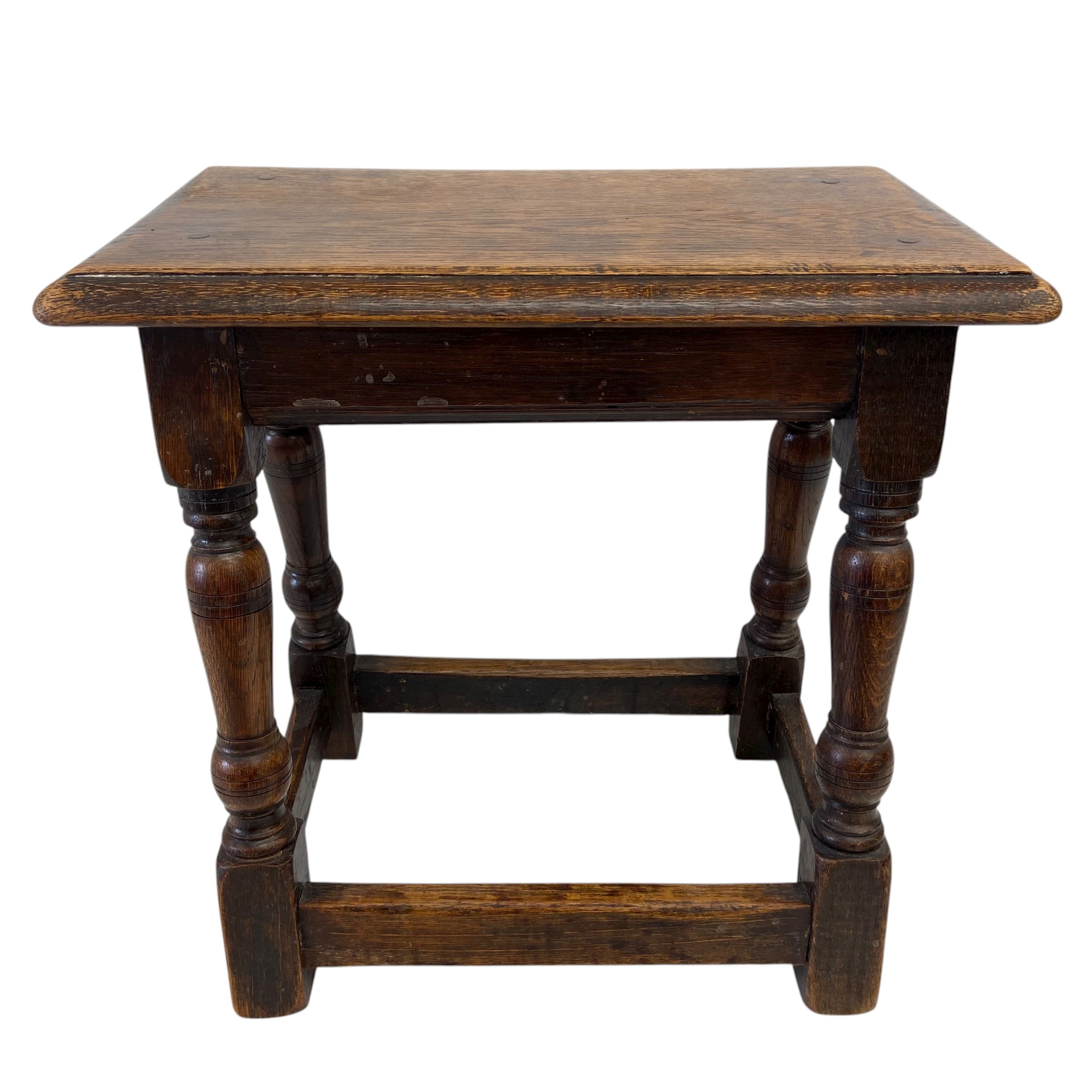 Two early 20th century oak joint stools together with an early 20th century needlework upholstered - Image 9 of 11