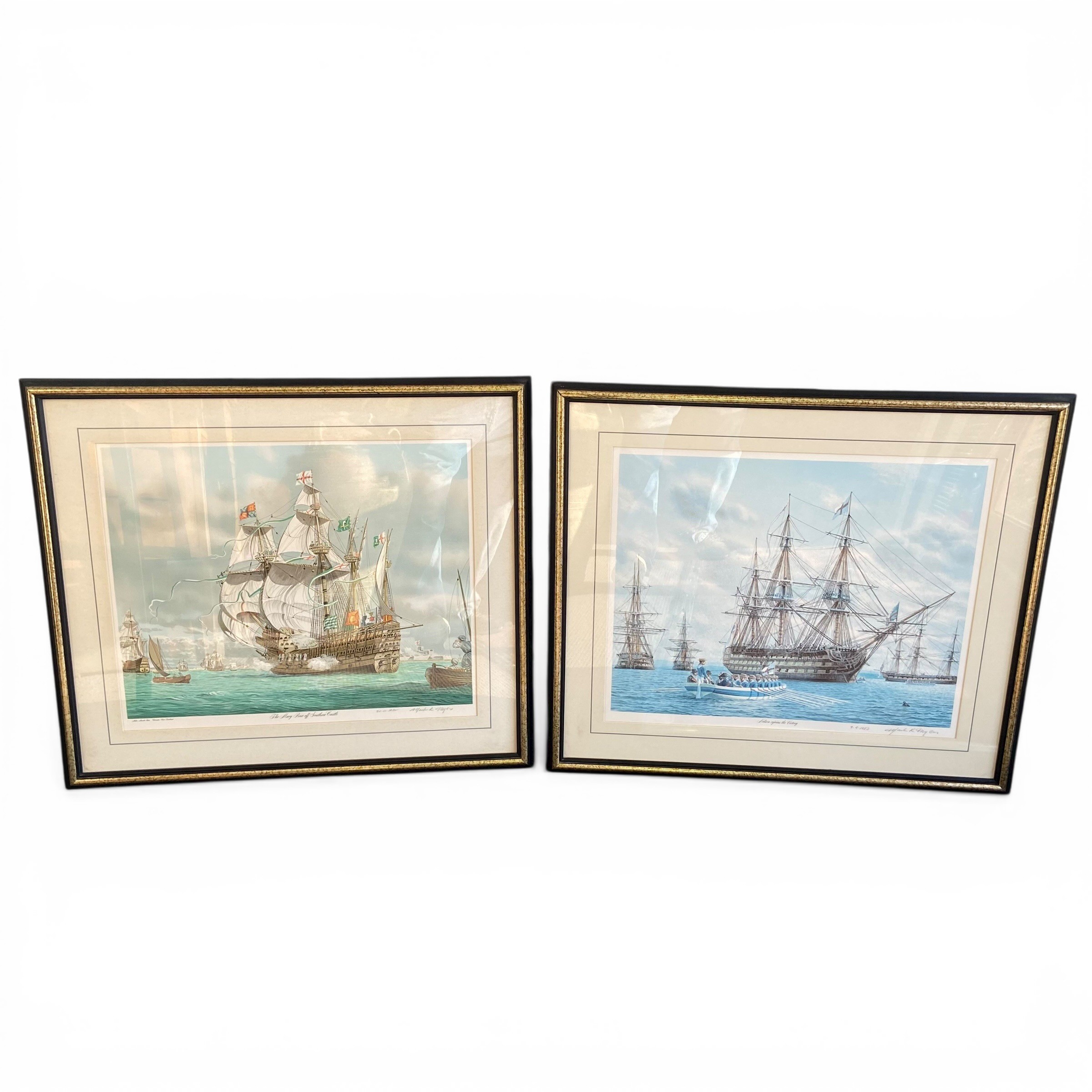 Mark Richard Myers (b.1945), a pair of contemporary lithographs titled 'The Mary Rose off Southsea