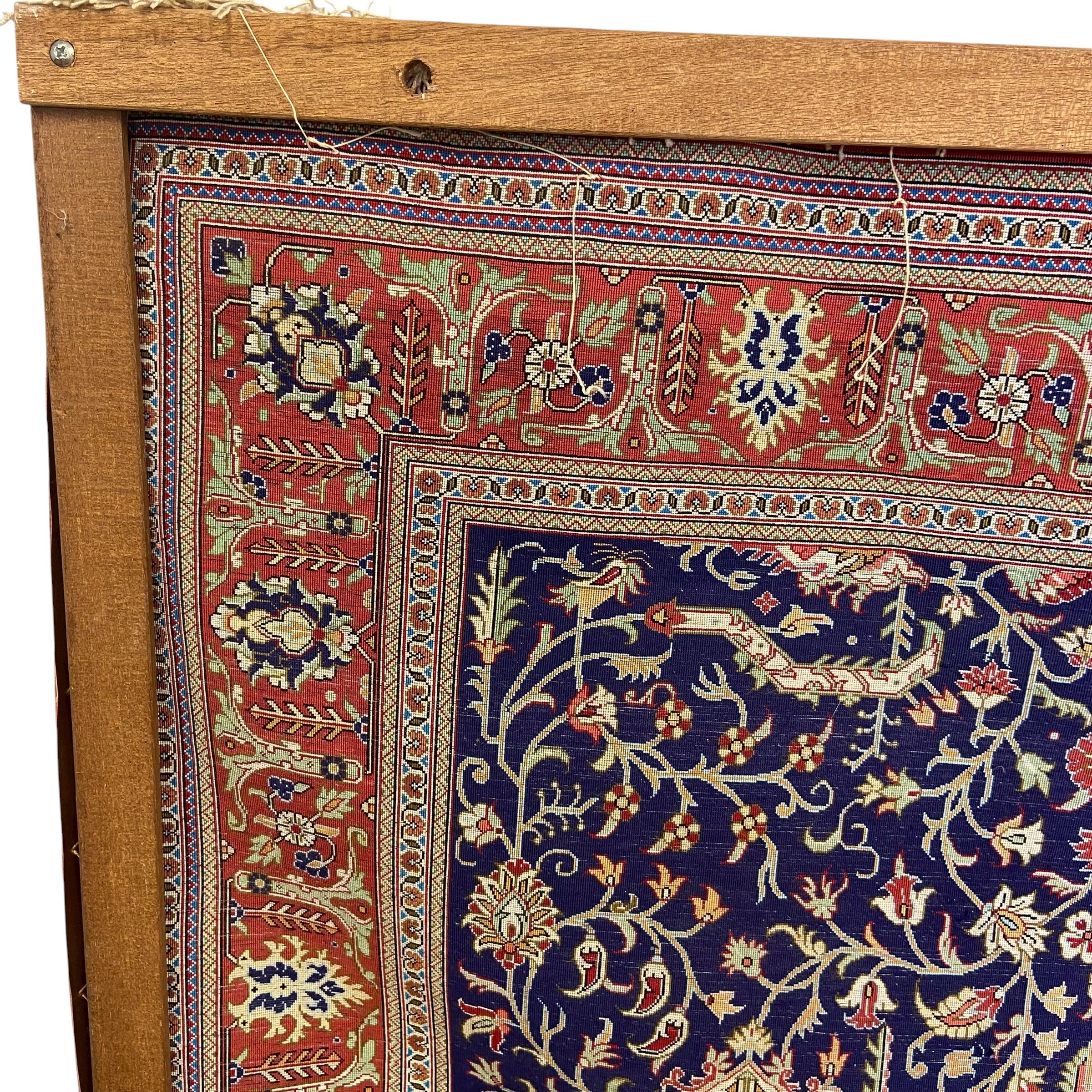 A signed Persian silk Qum rug with central lozenge medallion in a scrolling field over the - Image 5 of 5