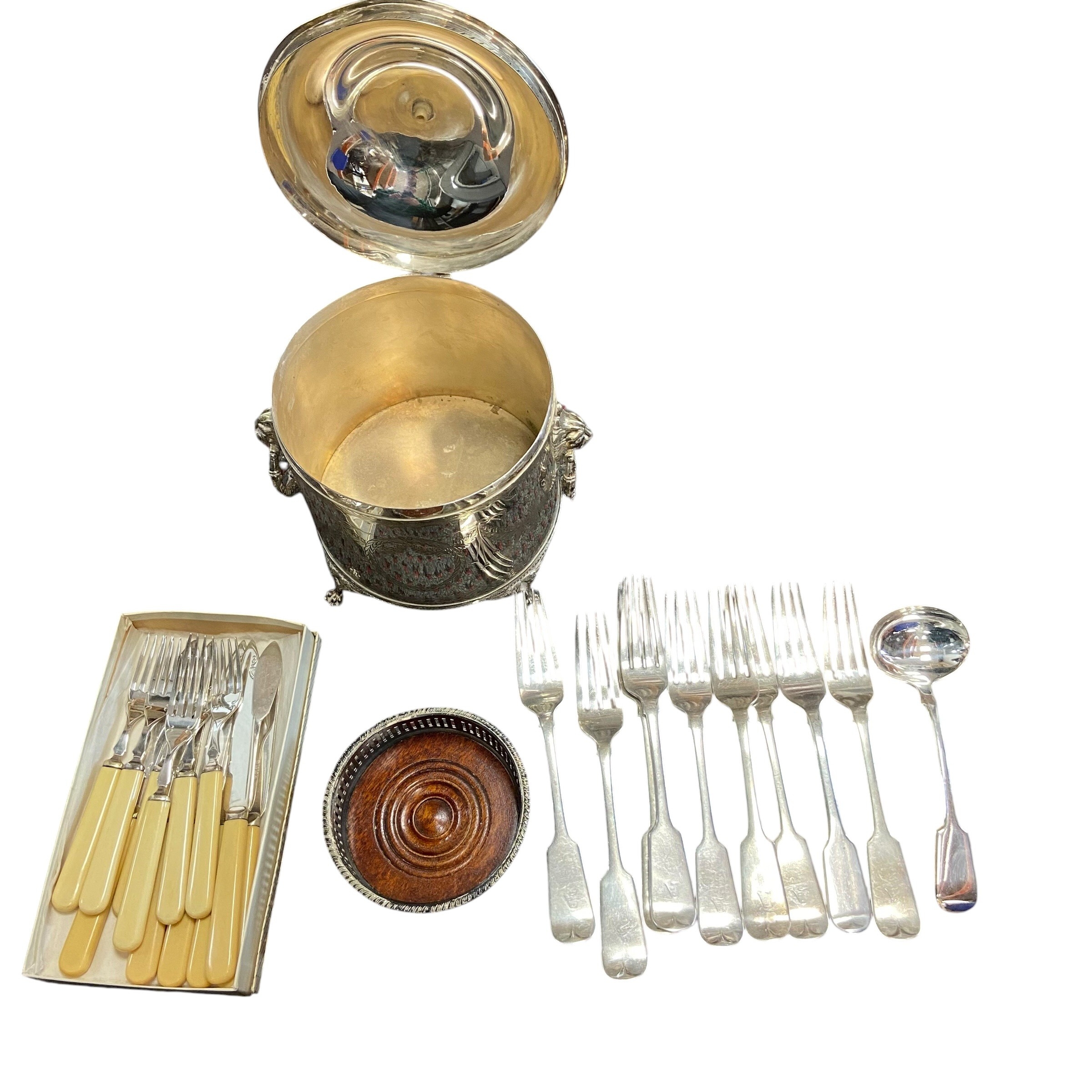 A mixed collection of silver plated and other items to include trays, bowls, teapots, cutlery and - Image 4 of 20