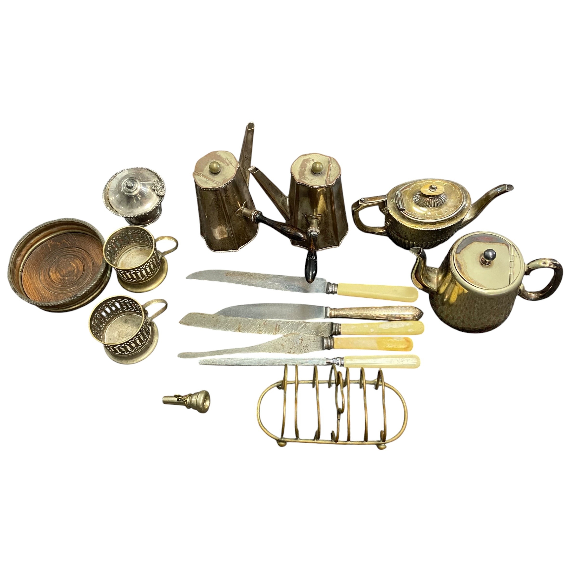 A mixed collection of silver plated and other items to include trays, bowls, teapots, cutlery and - Image 2 of 20