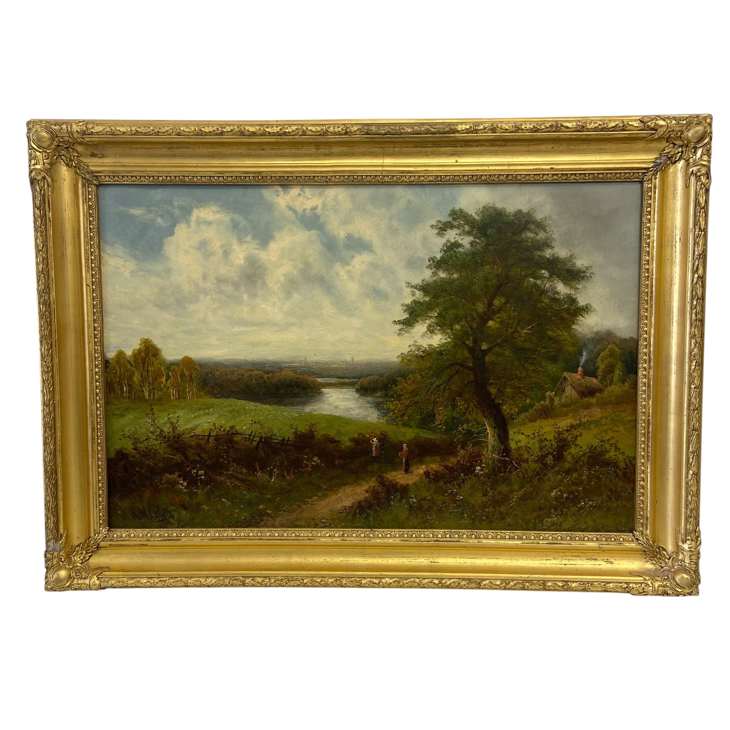 Walter Wallor Caffyn (1845-1898), a 19th century oil on canvas depicting figures in an English