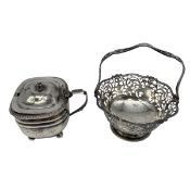 A Georgian sterling silver sugar pot with glass liner by Thomas Wilkes Barker C.1815 together with