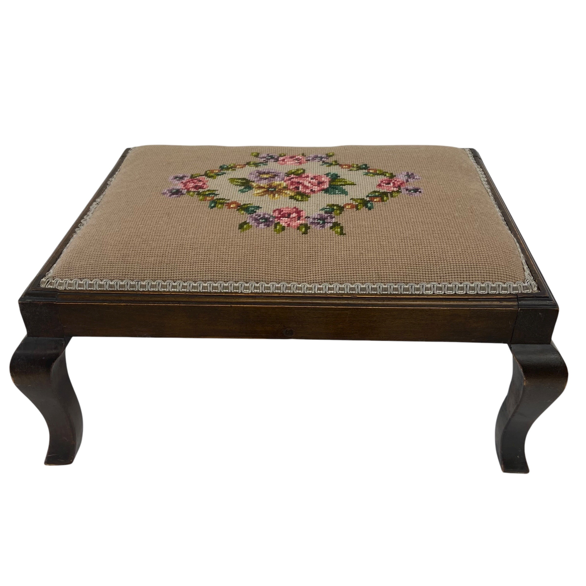 Two early 20th century oak joint stools together with an early 20th century needlework upholstered - Image 4 of 11