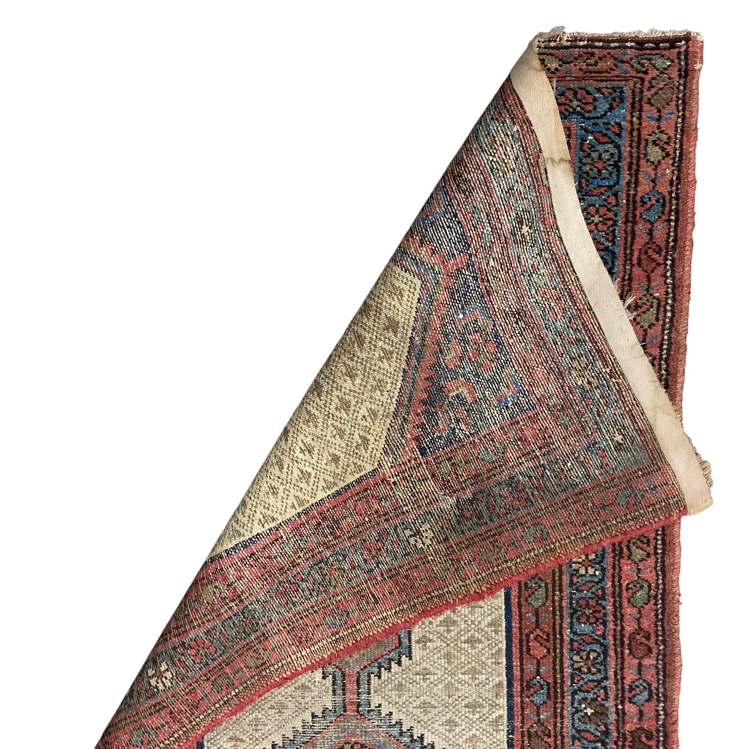 A Persian Sarab runner with central stepped pole medallion in a repeating geometric field over an - Image 5 of 5