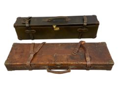 An early 20th century Westley Richards Co. fitted leather-clad oak gun case for the Hammerless Gun