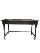 A contemporary ebonised acacia wood 'Strathraven' dressing table with moulded top over three