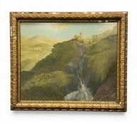 A contemporary oil on board depicting the cascade at Tivoli. Signed T. Leon Cook and dated 1981 in a