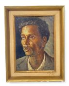 A 20th century Indian school oil portrait on board. Signed Y. D. Kowli in a gilt frame. H.50 W.40cm