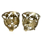 A pair of contemporary gold painted metal openwork planters in the Art Nouveau style. H.30 Diam.