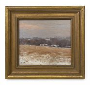 Paul Gunn (b.1934), a contemporary oil on board titled 'West End Farm from Killinghurst Lane I'.