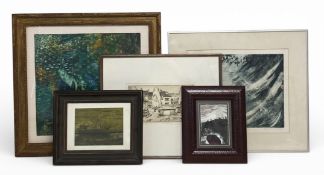 A small contemporary mixed media painting by Paul Gough (b.1958) together with a limited edition
