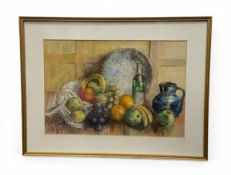 A 20th century pastel still life in a glazed gilt frame. H.47 W.62cm.