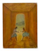 Tilly Losch (1903-1975), a 20th century oil on canvas depicting two dancers. Signed bottom right.