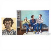 Two contemporary oil portrait paintings on canvas. Both unframed. 90x70cm. (Largest).