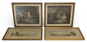 A pair of 19th century hand coloured engravings titled 'A Party Angling' and 'The Anglers' Repast'