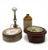 A mixed lot to include a brass 'Admiral' pattern gimbal pendulum table lamp together with a mahogany