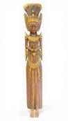 A vintage full height hand carved, painted and gilt Thai Thepphanom figure depicting a Buddhist
