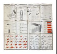 A set of seven original mid-century Stanley carpentry or woodworking charts with illustrated