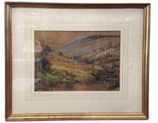 Alexander Carruthers Gould (1870-1948), a C.1900 watercolour depicting horses and deer in a Highland
