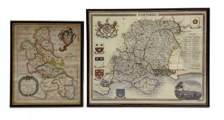 A 17th century hand coloured 'Map of Buckinghamshire' from the C.1673 'Britannia' series by
