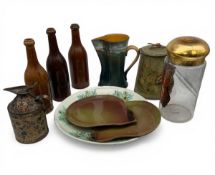 A mixed lot to include a C.1900 French hand painted and gilt glass apothecary jar together with a