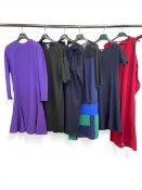 A mixed lot of vintage ladies' designer dresses to include Jean Muir Studio, Jaeger, BCBG Max