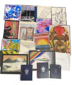 A large mixed lot of mid-century art school student's drawings, paintings and sketch pads by