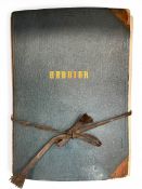 A 19th century French leather-bound 'Herbier' album of pressed flowers with annotations. 32x23cm.